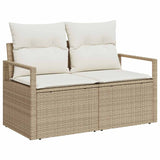 Garden Sofa with Cushion Beige 120 x 62 x 69cm Poly Rattan 42006766
