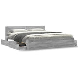 Bed Frame with Headboard without Mattress Grey Sonoma 180x200 cm Super King 3295546