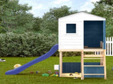 Outdoor Playset White and Blue Solid Wood Fir 3376143