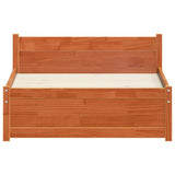 Bed Frame Wax Brown 205.5 x 95.5 x 51 cm Solid Pine Wood 870139