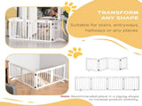 Freestanding Pet Gate 4 Panel Wooden Dog Barrier Folding Safety Fence with Support Feet up to 204cm T3398P349694