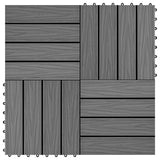 11 pcs Decking Tiles Deep Embossed WPC 30x30 cm 1 sqm Grey 45035
