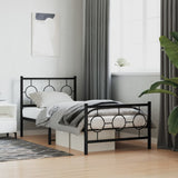 Metal Bed Frame without Mattress with Footboard Black 90x200cm 376237