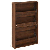 Shoe Cabinet with Mirror 3-Layer Brown Oak 63x17x102.5 cm 342640