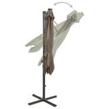 Cantilever Garden Parasol with Pole and LED Lights Taupe 300 cm 312331