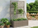 Garden Planter with Trellis Grey 70 x 30 x 135 cm Poly Rattan 42026883