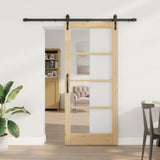 Sliding Door Natural 86 x 198.5 cm Solid Pine Wood and Glass 3332339