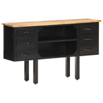 ZNTS Sideboard 110x30x65 cm Solid Rough Mango Wood and Steel 321571