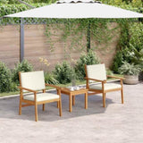 Garden Chair with Cushion 2 pcs Cream White Solid Acacia Wood 4106576