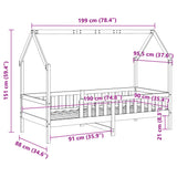 Kids' House Bed Frame without Mattress Wax Brown 90x190 cm Single Pine 850709
