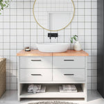 Bathroom Countertop Light Brown 120x40xcm Treated Solid Wood 3156139