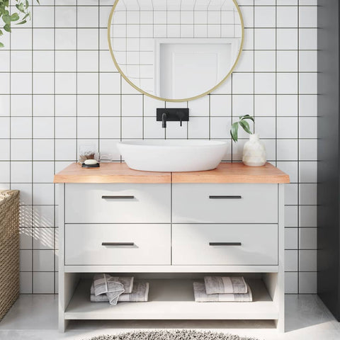 Bathroom Countertop Light Brown 120x40xcm Treated Solid Wood 3156139