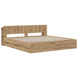 Bed Frame with Storage and Headboard Artisan Oak 180 x 200 cm 3445831