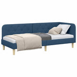 Corner Bed Frame with Headboard Blue 80 x 200 cm Fabric 42016560