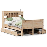 ZNTS Bookcase Bed without Mattress 120x190 cm Small Double Solid Wood Pine 3308939