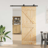 Sliding Door NARVIK 80 x 210 cm Natural and Black 3445218