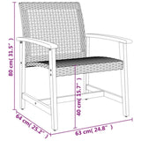 3 Piece Bistro Set Grey Poly Rattan and Acacia Wood 367602