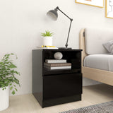Bed Cabinet Set of 2 Black Engineered Wood Compact Bed Cabinet 806160