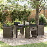 Garden Dining Set with Cushion 5 pcs Grey Poly Rattan 3379982