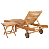 Sun Lounger 2 pcs Brown Solid Teak Wood 42032682