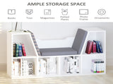 Bookcase Storage Shelf with Cushioned Reading Seat, Cube Bookshelf Organizer for Bedroom Living T3398P330546