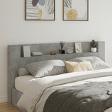 Headboard Cabinet with LED Concrete Grey 220x16.5x103.5 cm 839276