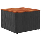 Garden Table Black 55x55x37 cm Poly Rattan and Acacia Wood 365975
