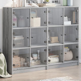 Bookcase with Doors Grey Sonoma 136x37x109 cm Engineered Wood 3206515