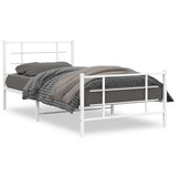Metal Bed Frame without Mattress with Footboard White 107x203cm 355624