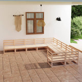 ZNTS 10 Piece Garden Lounge Set Solid Pinewood 3076004