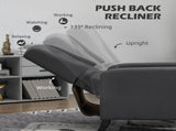 Wingback Recliner Chair for Home Theater, Button Tufted Microfibre Cloth Reclining Armchair with Leg T3398P341452