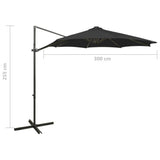 Cantilever Garden Parasol with Pole and LED Lights Black 300 cm 312340
