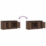 TV Cabinet with LED Brown Oak 100x34x50 cm Engineered Wood 852214