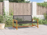 Garden Bench Black 112 cm Poly Rattan and Acacia Wood 367598