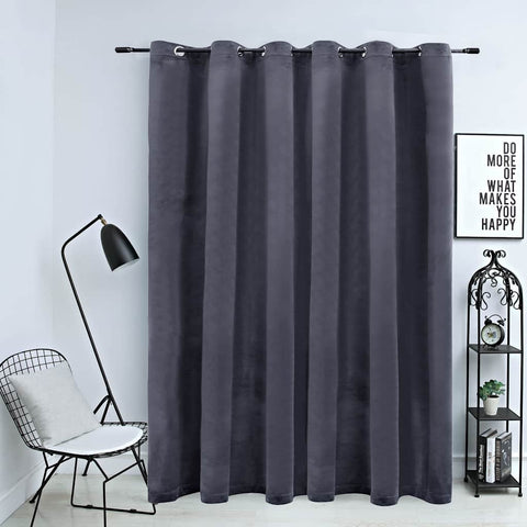 Blackout Curtain with Metal Rings Velvet Anthracite 290x245 cm 134499