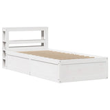 Bed Frame with Headboard White 90x190 cm Single Solid Wood Pine 3306364