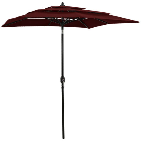 3-Tier Garden Parasol with Aluminium Pole Bordeaux Red 2x2 m 313848