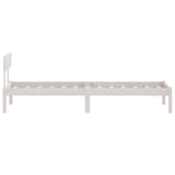 Bed Frame White Solid pinewood Single Durable Bed Frame 810113