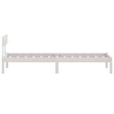 Bed Frame without Mattress White Solid Wood Pine Single 810113
