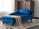 Velvet Chaise Lounge Sofa with Storage, Upholstered Chaise lounge Couch with Pillow for Living Room, N652P201198B