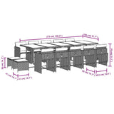 15 Piece Garden Dining Set with Cushions Brown Poly Rattan 3211173