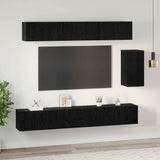 TV Cabinet Set 6 pcs Black Oak Engineered Wood 3393442
