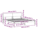 Bed frame Brown and light grey 180 x 200 cm Solid pine wood 3394333