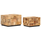 Coffee Tables 2 pcs with Block Design Rough Mango Wood 286435