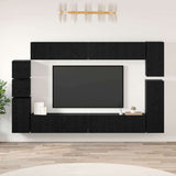 TV Cabinet Set 9 pcs Black Oak Engineered Wood 3393490