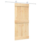 Sliding Door Natural and White 90 x 210 cm Solid Pine Wood 3445029
