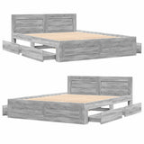 Bed Frame with Headboard without Mattress Grey Sonoma 160x200 cm 3295553