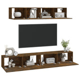 4 Piece TV Cabinet Set Smoked Oak Engineered Wood 3114539