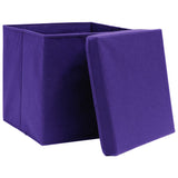 ZNTS Storage Boxes with Lids 10 pcs Purple 32x32x32 cm Fabric 288356