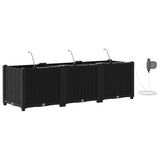 Garden Planter 3 pcs Black 120 x 40 x 37.5 cm Plastic 42002846